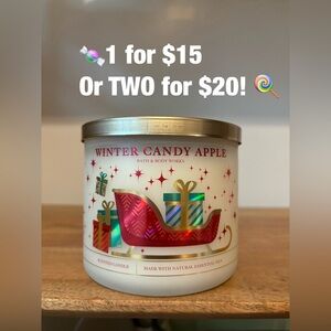 Bath and Body Works 3 Wick Candle Winter Candy Apple